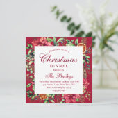 Kerstmaal met Rode Poinsettia Kaart (Staand voorkant)