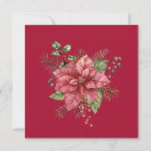 Kerstmaal met Rode Poinsettia Kaart (Achterkant)