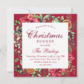 Kerstmaal met Rode Poinsettia Kaart (Voorkant)