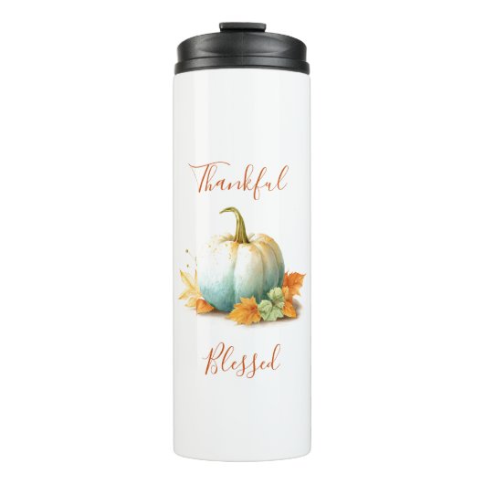 Kerstmaal Pompoen Waterfles | Herfst Design Thermosbeker (Voorkant)