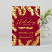 Kerstmaal rode bes christmas goud folie feestdagenkaart (Staand Voorkant)