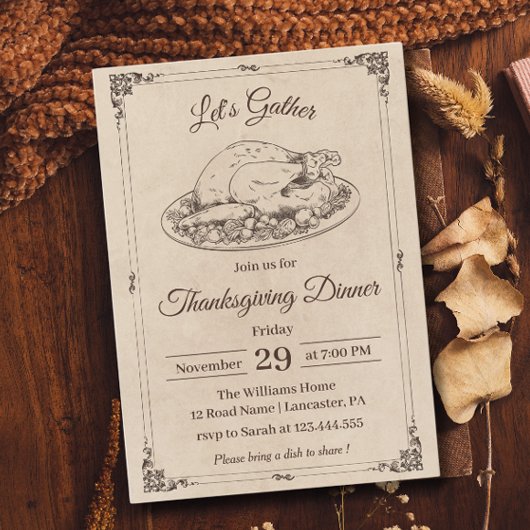 Kerstmaal Thanksgiving Eend Roestig Oud Herfst Kaart