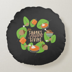 Kerstmaal Thanksgiving kalkoen pompoen herfst groe Rond Kussen