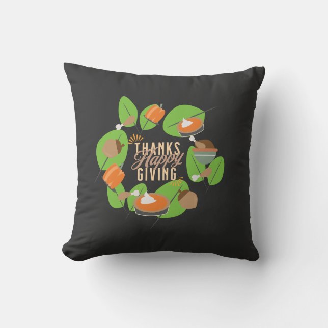 Kerstmaal Thanksgiving kalkoen Pompoen Herfstgroen Kussen (Voorkant)