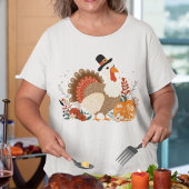 Kerstmaal Turkije Met Pompoenen En Herfstblad T-shirt