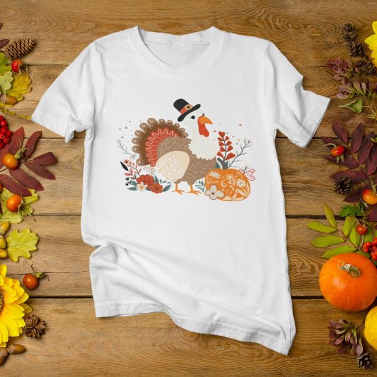 Kerstmaal Turkije Met Pompoenen En Herfstblad T-shirt