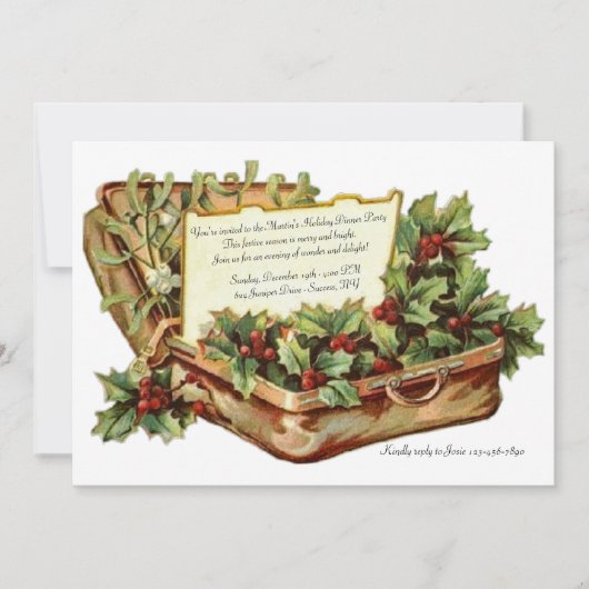 Kerstmaal Vintage Uitnodiging (Voorkant)