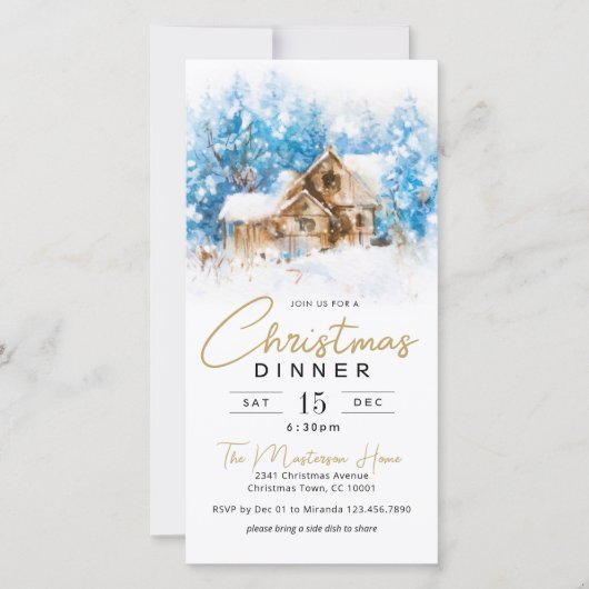 Kerstmaal Winter Wonderland uitnodiging (Voorkant)