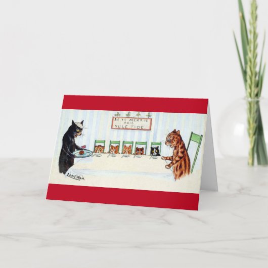 Kerstmaaltijd, Louis Wain Feestdagen Kaart (Voorkant)