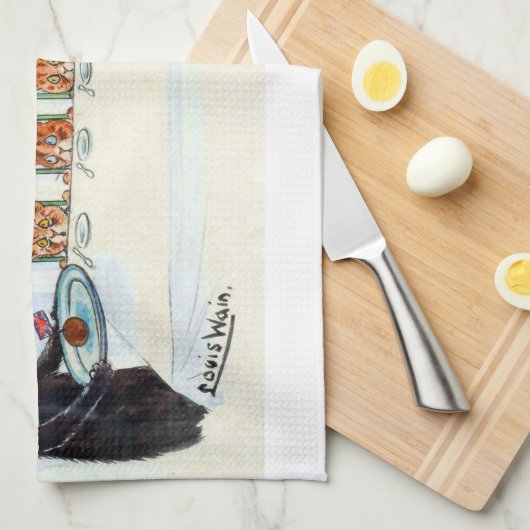 Kerstmaaltijd, Louis Wain Theedoek (Quarter Fold)