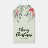 Kerstmaaltijd met botanisch bladthema cadeaulabel (Voorkant)