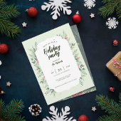 Kerstmaaltijd met botanisch bladthema kaart