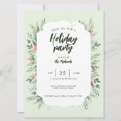 Kerstmaaltijd met botanisch bladthema kaart (Voorkant)