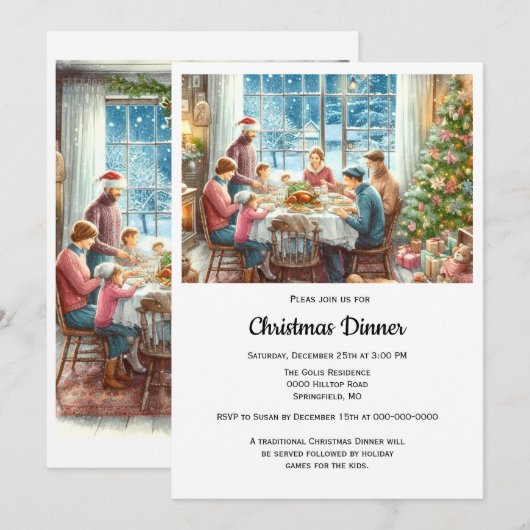 Kerstmaaltijd met het gezin  kaart (Voorkant / Achterkant)