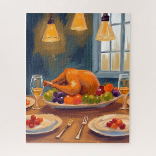 Kerstmaaltijd met kalkoen   Gelukkig Thanksgiving  Legpuzzel