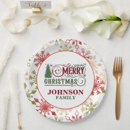 Kerstmaaltijdfeest papieren borden bordje
