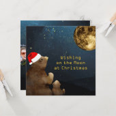 Kerstmaan 3 Foto's Glitter Beren Flat Kaart (Voorkant / Achterkant in situ)