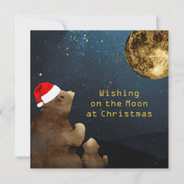 Kerstmaan 3 Foto's Glitter Beren Flat Kaart