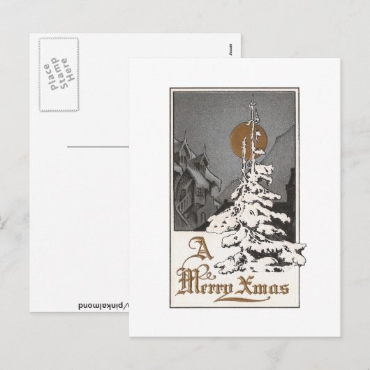 kerstmaan feestdagenkaart (Voorkant / Achterkant)