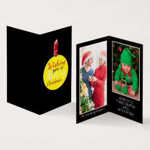 Kerstmaan, kerstkaart met familiefoto visitekaartje