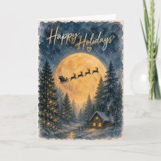 Kerstmaan Kerstmaan Maanlicht Waterverf Groet Kaart