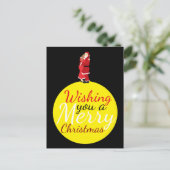 kerstmaan met een prettig kerstcadeautje feestdagenkaart (Staand voorkant)