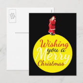 kerstmaan met een prettig kerstcadeautje feestdagenkaart (Voorkant / Achterkant)