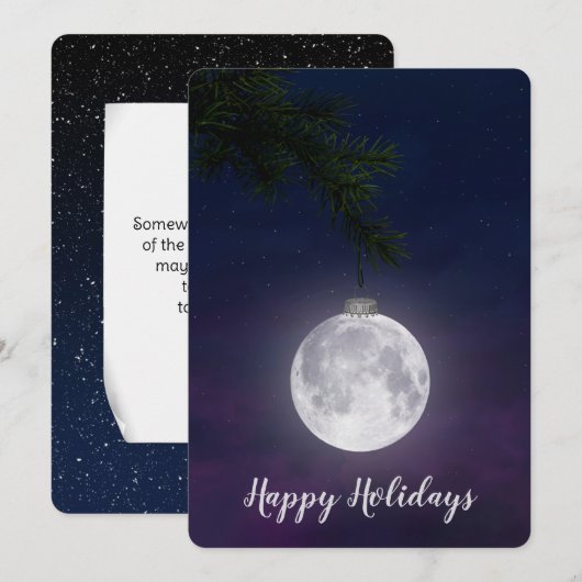 Kerstmaan op Pine Bough Feestdagenkaart (Voorkant / Achterkant)