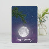 Kerstmaan op Pine Bough Feestdagenkaart (Staand voorkant)