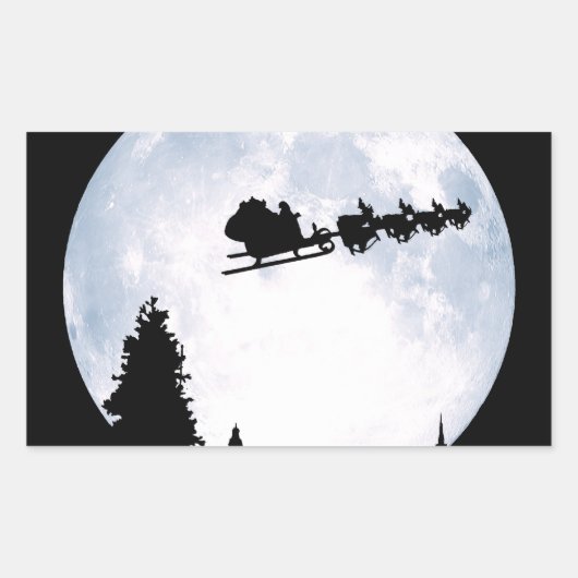 kerstmaan rechthoekige sticker (Voorkant)