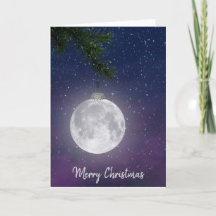 kerstmaan-versiering in Snowflakes Feestdagen Kaart