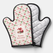 Kerstmacarons Rood Lint Groene Patroon Ovenwant (Voorkant / Achterkant)