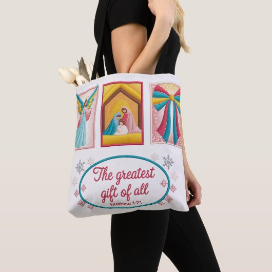 Kerstmachineborduurontwerp – Engel Tote Bag (Dichtbij)