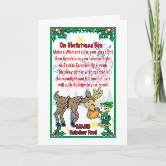 Kerstmagerrendiervoedsel Feestdagen Kaart (Voorkant)