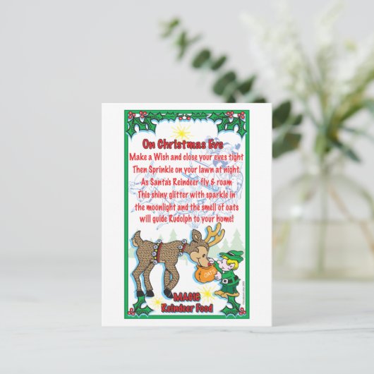 Kerstmagerrendiervoedsel Feestdagenkaart (Staand voorkant)