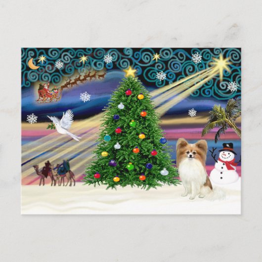 Kerstmagi Papillon (reebruin) Feestdagenkaart (Voorkant)