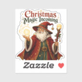 Kerstmagie Aankomende Tovenaar Kerstman Sticker (Vel)