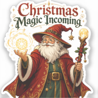 Kerstmagie Aankomende Tovenaar Kerstman Sticker