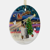 Kerstmagie - Australische herder (merle) Keramisch Ornament (Rechts)