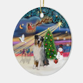 Kerstmagie - Australische herder (merle) Keramisch Ornament (Links)
