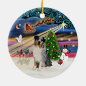 Kerstmagie - Australische herder (merle) Keramisch Ornament (Achterkant)
