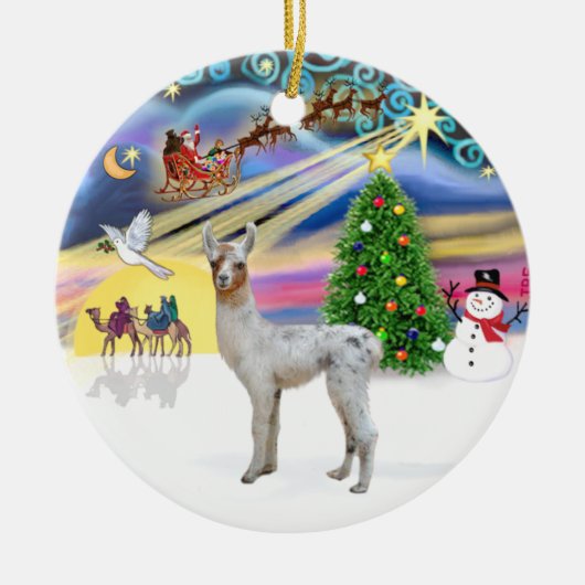 Kerstmagie - Baby Lama Keramisch Ornament (Voorkant)