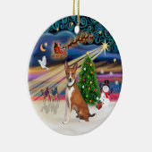 Kerstmagie - Basenji Keramisch Ornament (Rechts)