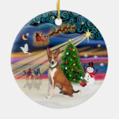 Kerstmagie - Basenji Keramisch Ornament (Achterkant)