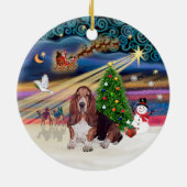 Kerstmagie - Basset Hound Keramisch Ornament (Achterkant)