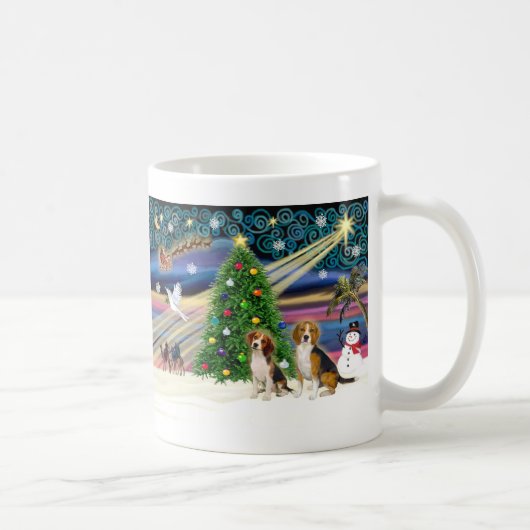 Kerstmagie Beagle Paar Koffiemok (Rechts)