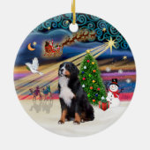 Kerstmagie - Berner Sennenhond 2 Keramisch Ornament (Achterkant)