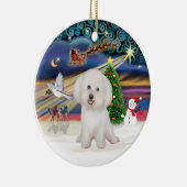 Kerstmagie - Bichon Frise #7 Keramisch Ornament (Rechts)