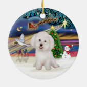 Kerstmagie - Bichon Frise #7 Keramisch Ornament (Achterkant)