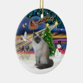 Kerstmagie - Birmaanse kat Keramisch Ornament (Rechts)